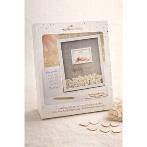 Kate Aspen Baby Love Frame Guest Book 30 Wooden Hearts Baby Shower NEW